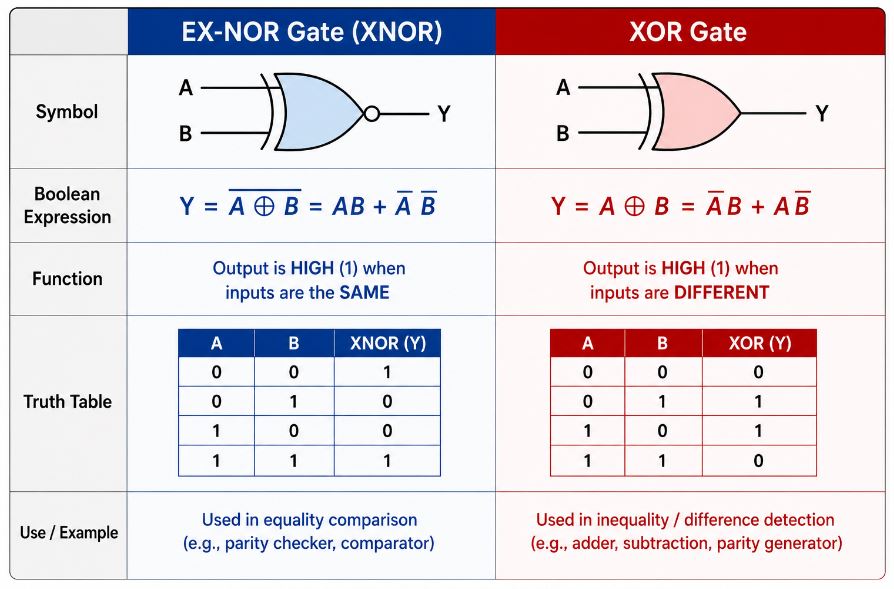 XOR Gate vs EX-NOR Gate